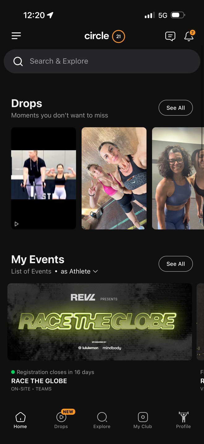 The Circle21 home screen