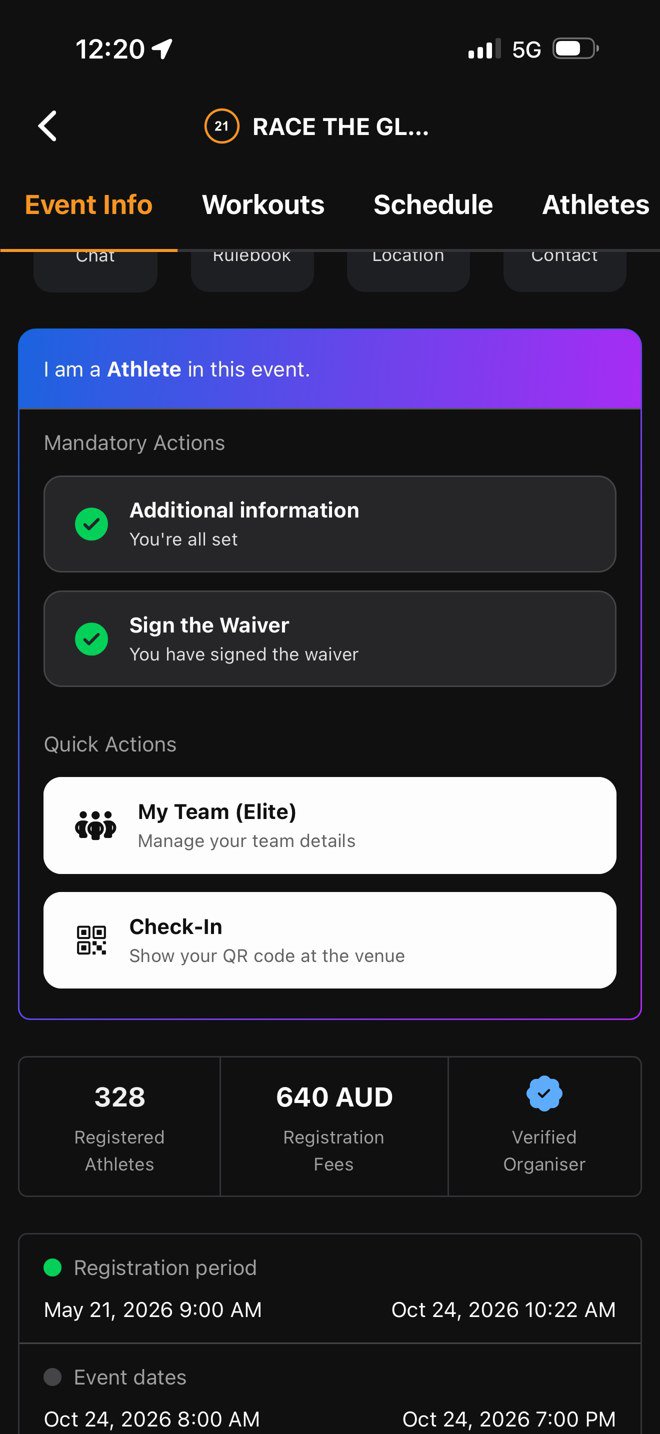 My Team on the Event Info tab
